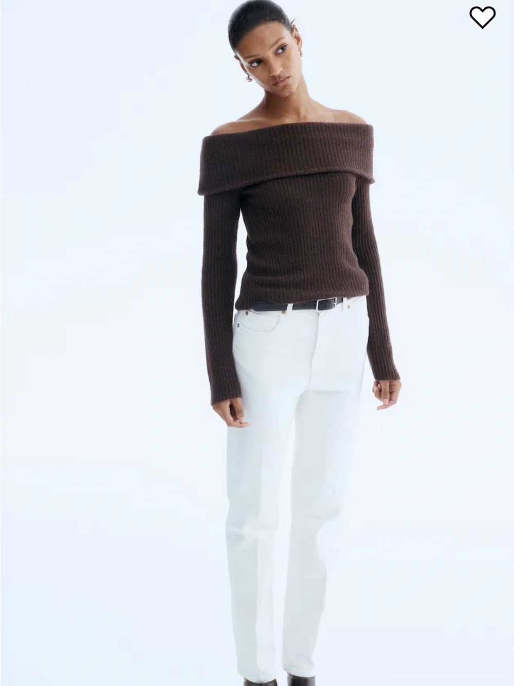 H&M Ribbed Knit Off Shoulder Sweater - Picture 3 of 8